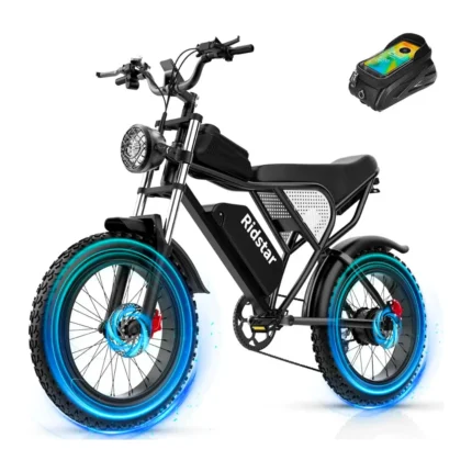 Bopzin Q20 Upgraded Version Electric Bike 1500W Motor 20 Fat Tire Ebike 48V Removable Battery 7-Speed Headlight & Taillight